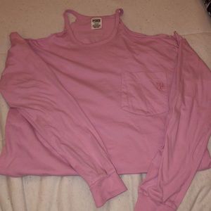 BRAND NEW PINK shoulder cut long sleeve